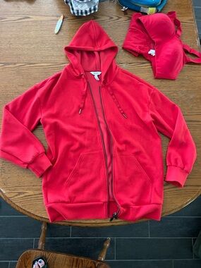 SPANX AirEssentials Brushed Full Zip Hoodie Spanx Red in M